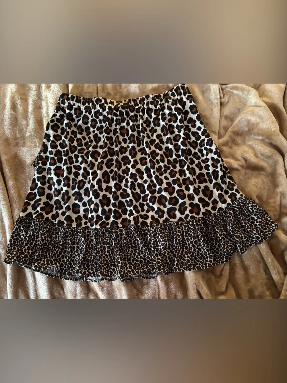 Michael Kors Leopard Ruffle Mini Skirt - Black & Brown